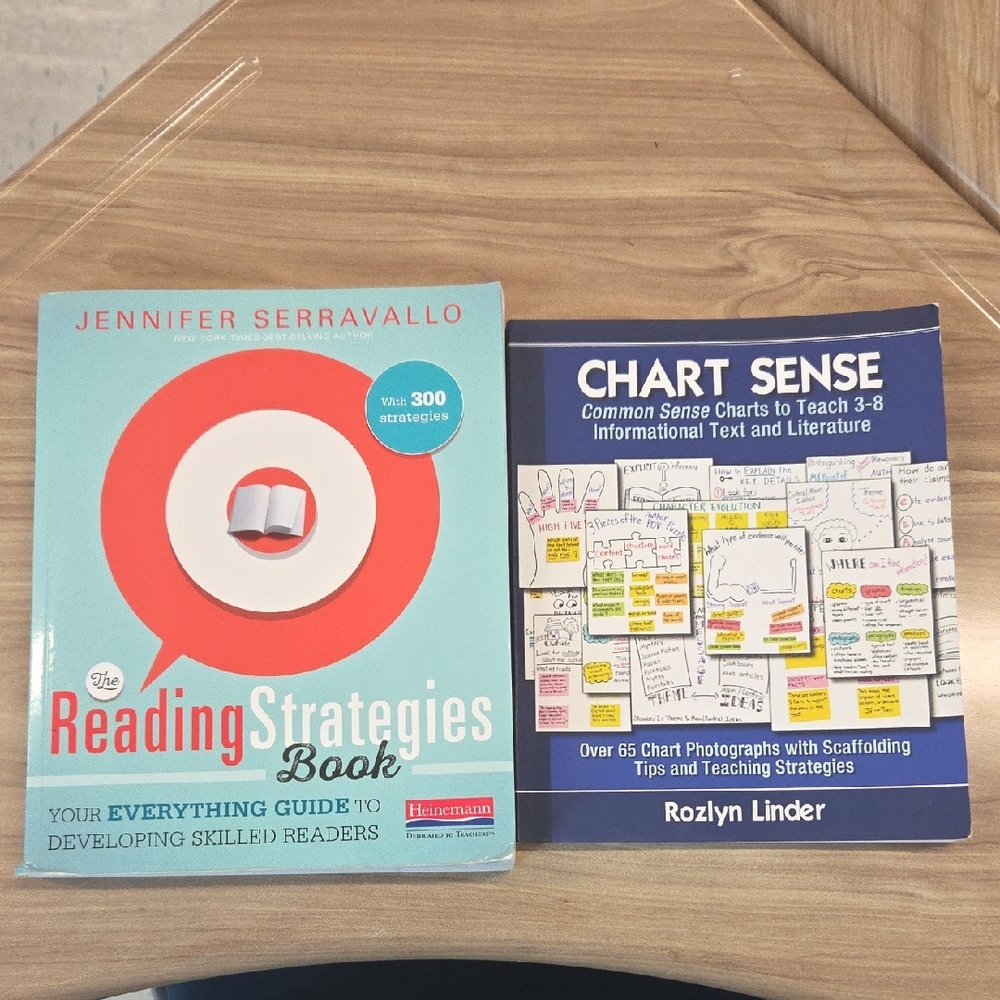 2 Teacher Resource  Books. Reading Strategies Book & Chart Sense. Like New